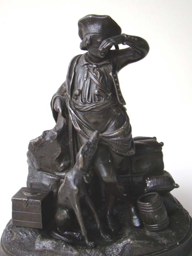  An antique inkwell depicting a sailor with his dog on a wharf circa 1860 — image 2